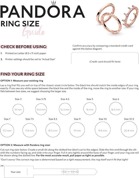 ring sizes chart pandora|pandora ring size chart conversion.